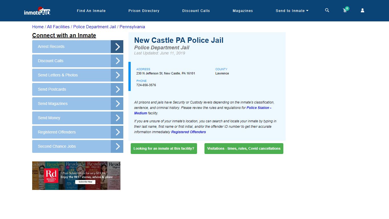 New Castle PA Police Jail & Inmate Search - New Castle, PA