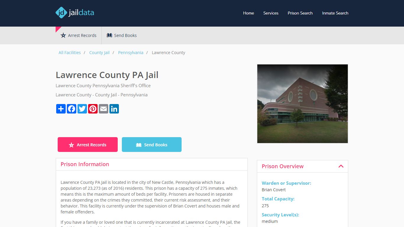Lawrence County PA Jail Inmate Search and Prisoner Info - New Castle, PA