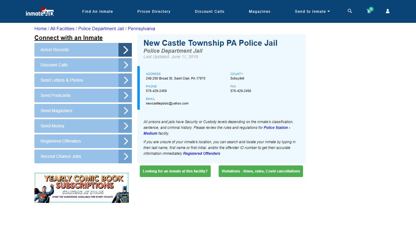 New Castle Township PA Police Jail & Inmate Search - Saint Clair, PA